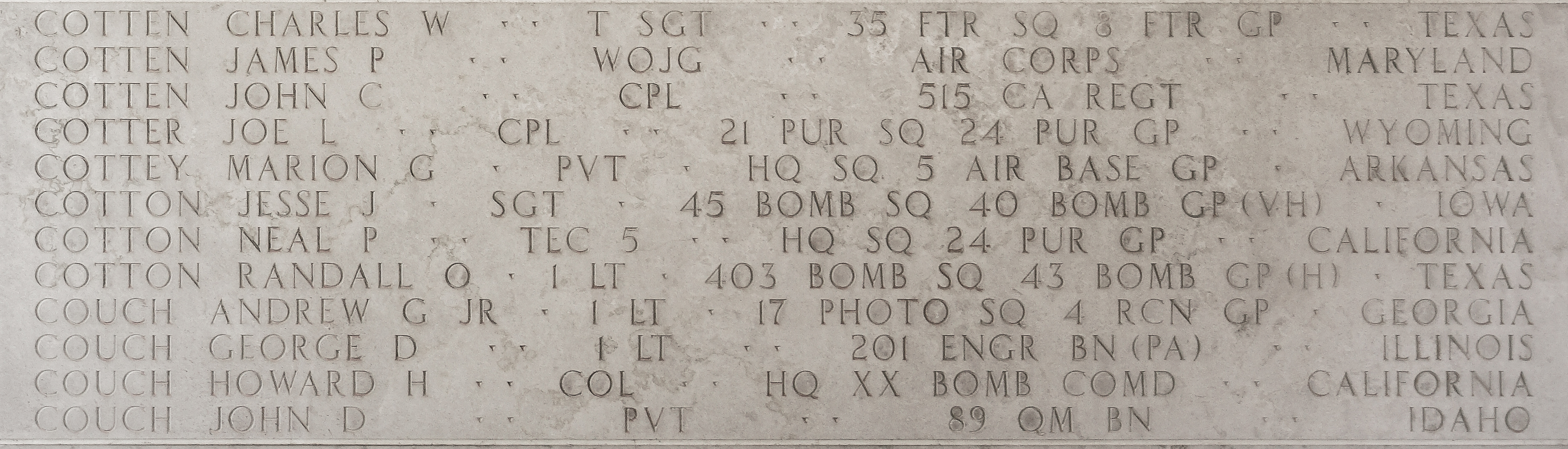 Charles W. Cotten, Technical Sergeant